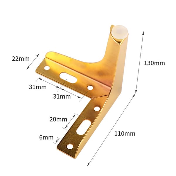 (13cm) Set med 4 gyllene metalliska triangulära sängben DIY möbelsoffa ben med skruvar