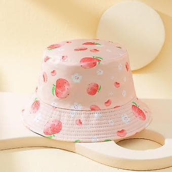 Unisex trykt vendbar dobbeltsidig hatt sommerreise bøtte strand solhatt