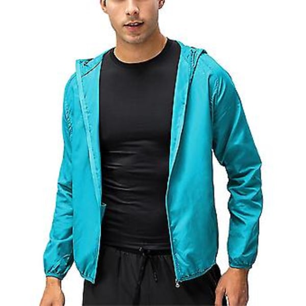 Mænd Letvægts Casual Jakke Combat Udendørs Vandreture Hættetrøje Frakke Overtøj Tops-r (S Søblå)
