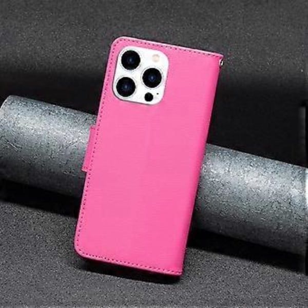 Plånboksfodral i PU-läder för iPhone 15 Pro, mobiltelefonfodral med stativ och rem (Stil G)