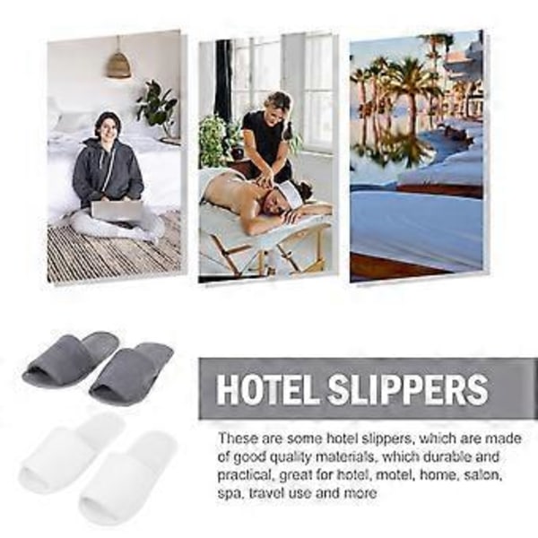 2 par hopfällbara resetoppor halkfria tofflor för hem- och hotellanvändning (blandade färger)