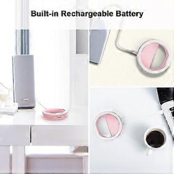 Selfie ring light, genopladelig med 36 LED-lys, 3-niveau justerbar lysstyrke, clips på telefon ring light