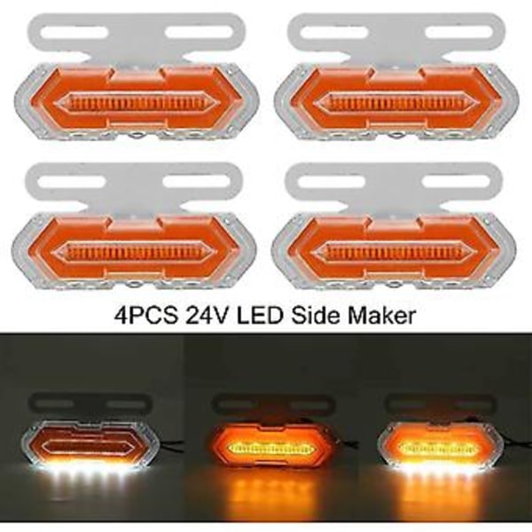 4 stk. 24V LED Bil Sideblinklys Egnet Til Trailer Lastbiler
