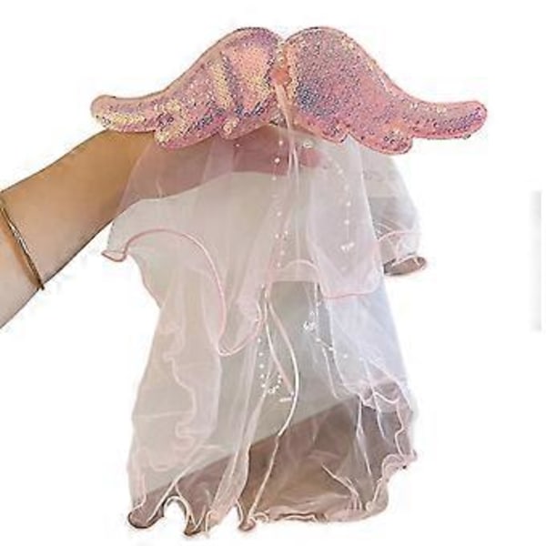 Pään peitto tyttö poninhäntä hiusneula päähine peitto keijuprinsessa hiusrusetit klipsit (6)