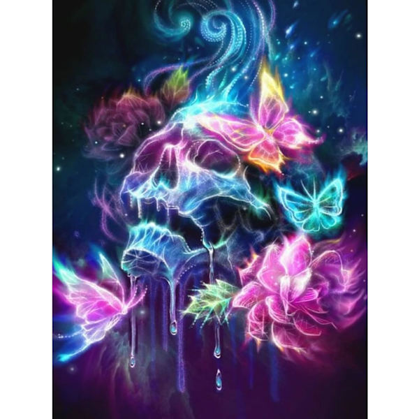 (Farge Butterfly Skull) Diamantmalingsett for voksne, 30x40cm