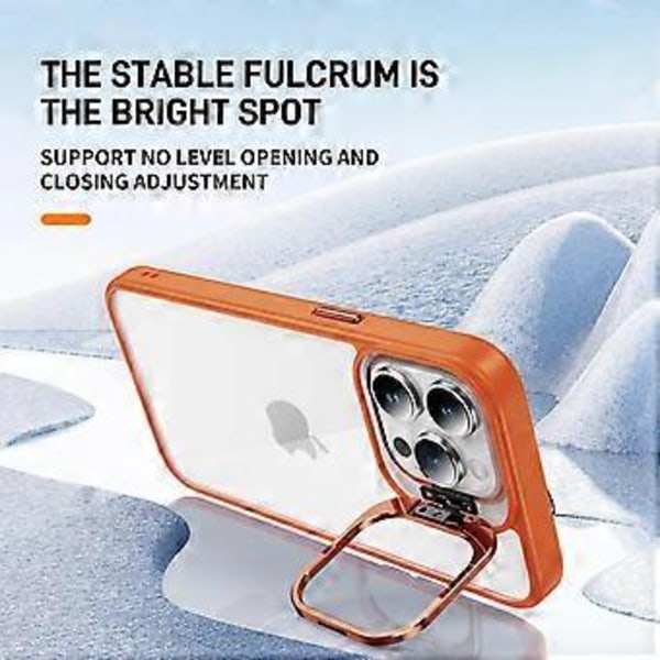 iPhone 14 Pro Skal med Linsram, Stativ, TPU+Akryl (Stil D)