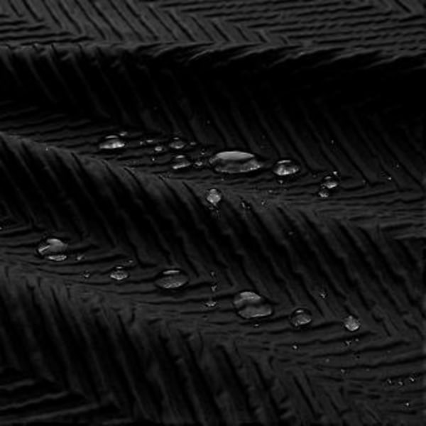 Svart duschdraperi, 3D-präglad texturerad fiskbensväv duschdraperi, modern lantlig badrumsinredning Mjukt tyg duschdraperisets med krokar
