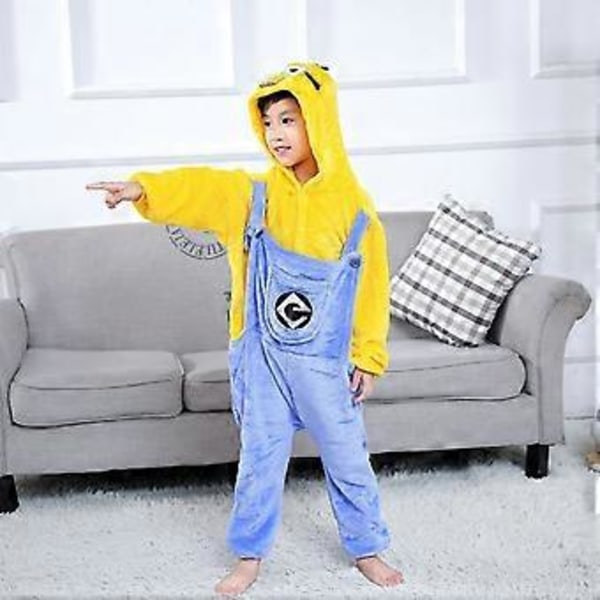 Lasten Minions-piirrettyeläin-pyjamat, pehmeä haalari, puku, nukkumisasu (6-7 vuotta)