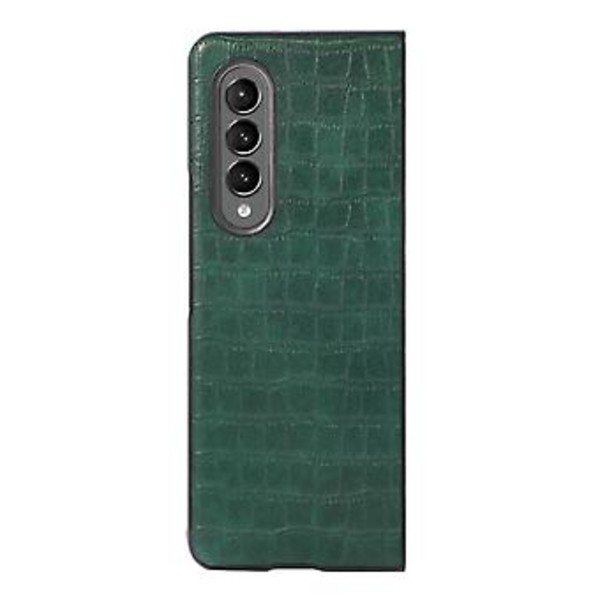 Krokodil-Texturerat PU-Läderfodral för Samsung Galaxy Z Fold4 (Grön)