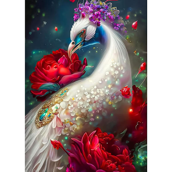 (30x40cm) Blomster Påfugl Diamant Maleri Kits, Diamant Kunst til A