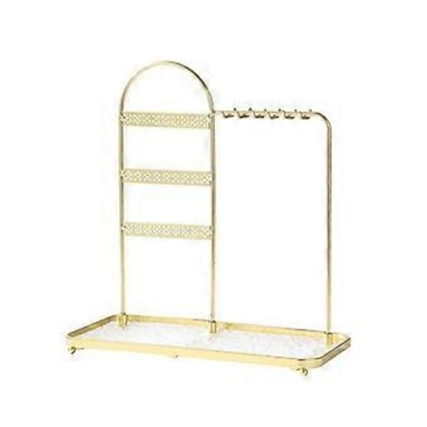Enkelt och elegant smyckesställ, modernt smyckesställ i metall, robust displayställ för örhängen, armband och halsband, guld (guld)