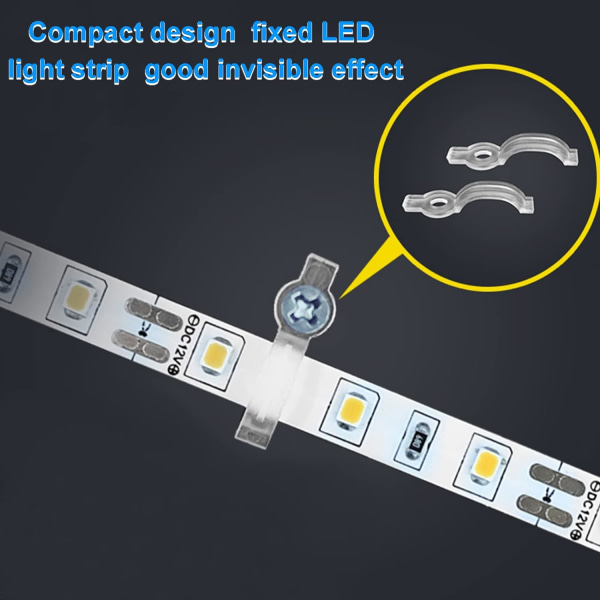 100 stk festeklips for LED-striper, koblingsklips for LED-festing