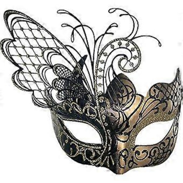 Venice Fjärilsmask Maskerad Dam/halloween/karneval/fest/bal/bröllop (Guld)