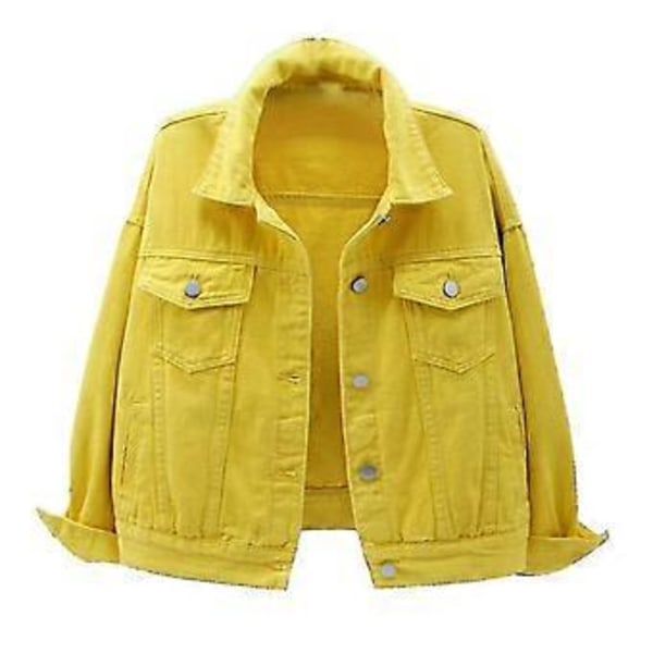 Damjacka i denim, långärmad, varm, enfärgad, vår/höst, XL, gul
