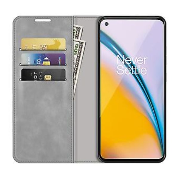Magnetfeste lærveske til OnePlus Nord 2 5G (Grå)