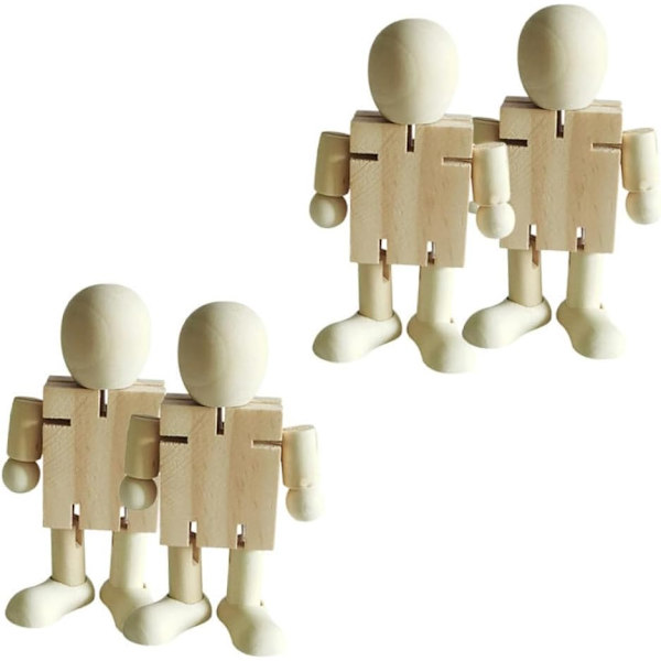 4 st vita embryorobotar i trä, husprydnad, träfigurer U
