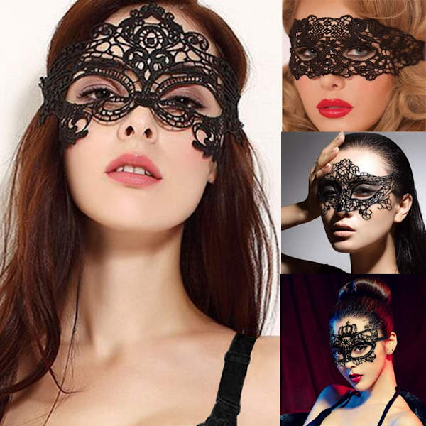 15-pack venetiansk maskerad spetsmask sexig spets svart halv ansikte B