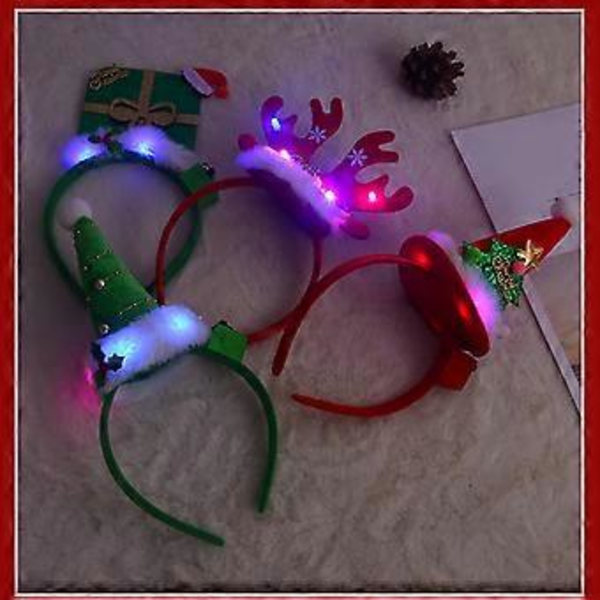 Festival Tema Hovedbøjle til Voksne Børn Julemandshat Hårbøjle med LED Feriefest Hovedbeklædning Festartikler Style 7 (Style 7)