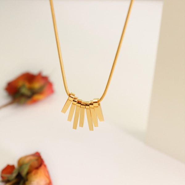 Gullkjede Choker Halskjede, 18K Gullbelagt Dainty Shape Chain Lon