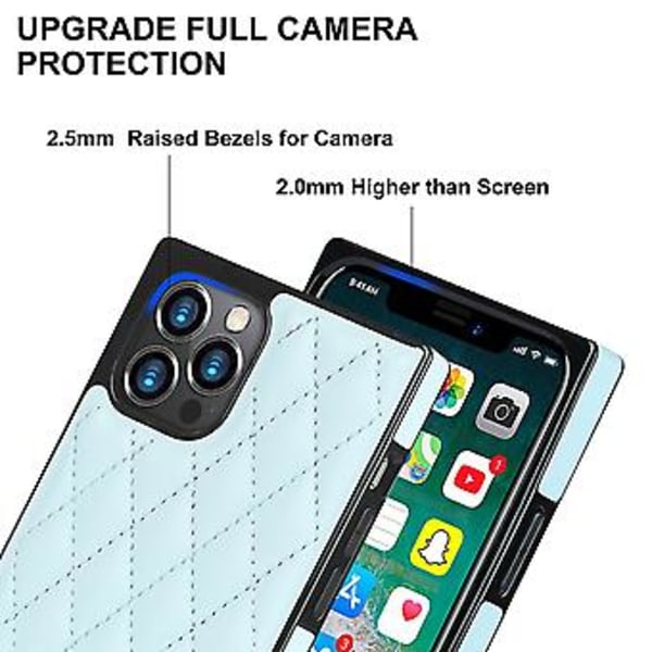 Case til iPhone 14 med Kæde PU Læder Datura Diamantgitter (Lyseblå)