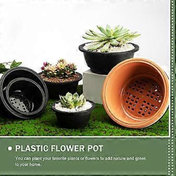 6 stk. Plast Blomsterpotte Hul Bunn Sukkulenter Planter Beholder Hagearbeid Blomsterpotte
