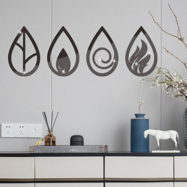 Metallisk veggdekor, Fire elementer, dekorativ boho-kunst for stue