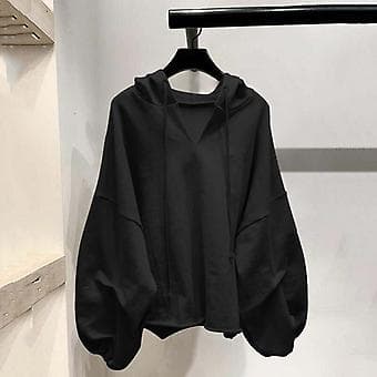 Oversized hettegenser for dame, fritidspullover, hettegenser for jente, dame, mor, kjæreste (M svart) Black M
