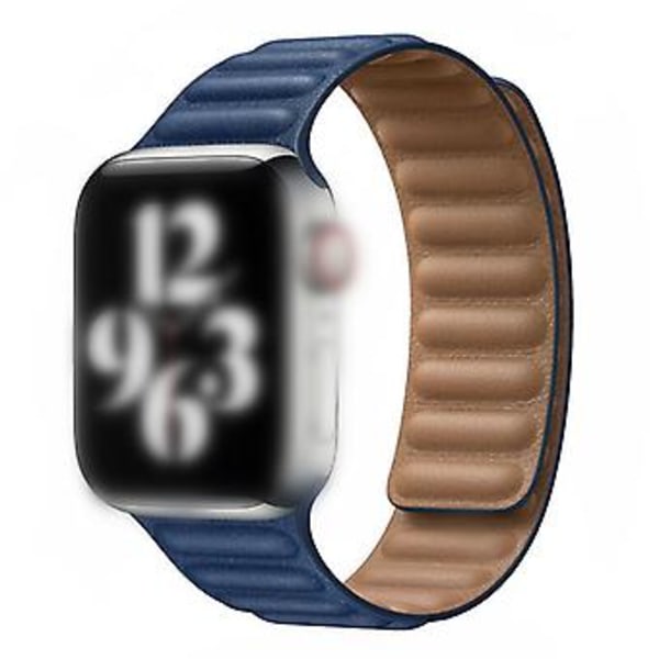 38/40/42/44mm Nahkainen Linkki Kellon Ranneke iWatch Series 7 6 5 4 SE:lle (Keskiyön Sininen)