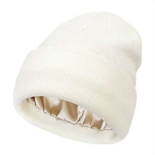 Dame Vinterhue Kabelstrik Tyk Chunky Beanie Hue (Hvid)