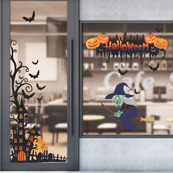 Halloween Hjemmeveggdekorasjoner Flaggermus Gammelt Slott Gresskar Heks Hall
