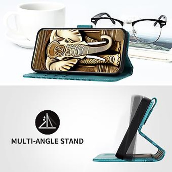 Elefant-preget PU-etui for Samsung Galaxy Z Fold5 5G (Lyseblå)