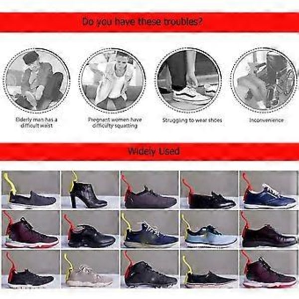 4 st Lazy Shoes Helper för enkla att bära skor, portabel skohjälp för män, kvinnor och barn (Röd)
