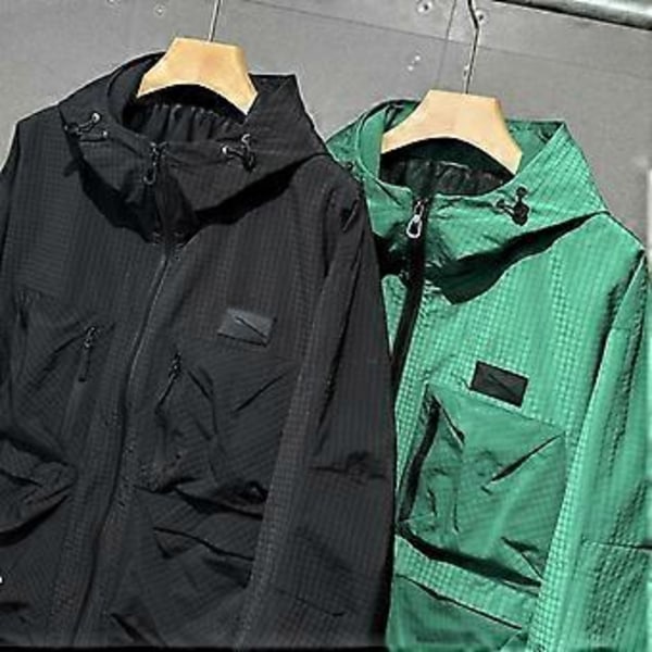 Plus-kokoiset 5XL-12XL ylisuuret miesten takit Muoti Monitaskuiset miesten trenssitakki Pitkähihainen päällysvaate (11XL vihreä)