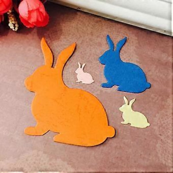 Söt Kanin Familj Metallstansar Schablon DIY Scrapbooking Album Stämpel Pap