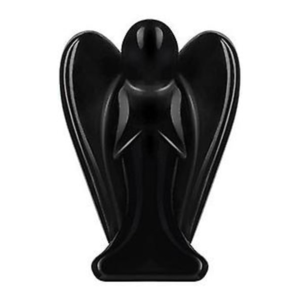 Tigerøje Engel Dekor Healing Krystaller Poleret Natursten Skulptur Statue Håndskåret (Sort)