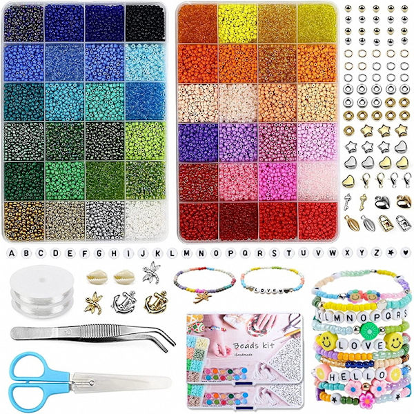 16 000 st i 48 färger, 3 mm rispärlor, lackerade glaspärlor, handgjort armbandset, DIY-tillbehör