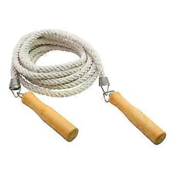 Långt hopprep med trähandtag, perfekt för barn och vuxna under utomhusaktiviteter.
