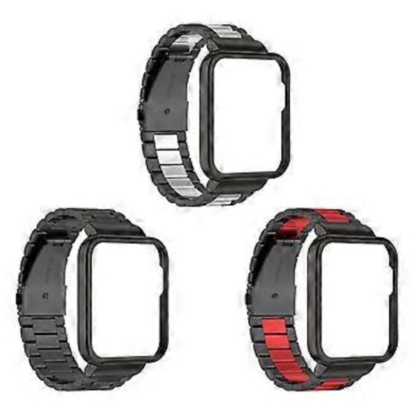 Ranneke Mi Watch Lite/Redmi Watch älykellolle, Metalliranneke (Musta punainen musta)