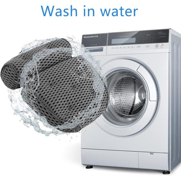 4D badekarpute, badeputer med 7 sklisikre sugekopper, luftnett badekarpute, ergonomisk nakkestøtte