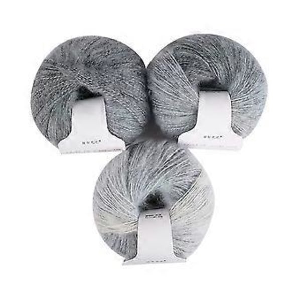 3 bundter flerfarvet fiber mohair - regnbue blød varm uld, 30 gram lang angorauld til gør-det-selv strikning og hækling (sæt 6)