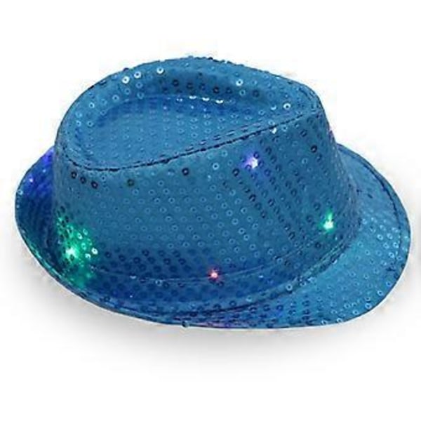Voksen 9-farget LED lampe paljetter Performance Jazz hatt (Marineblå) 1 stk
