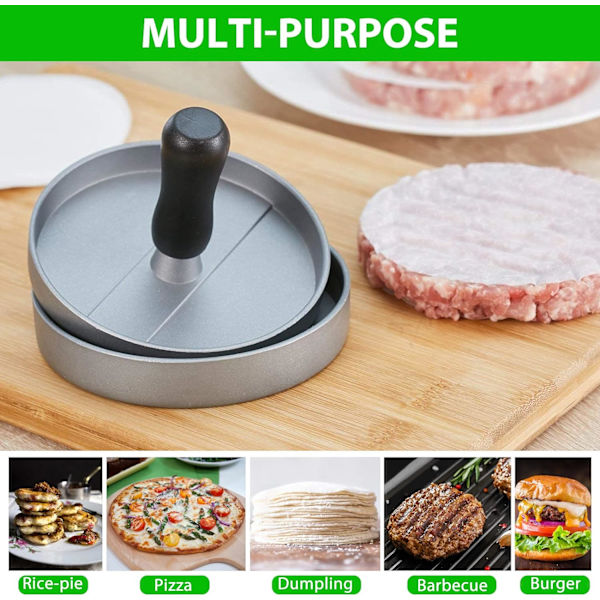 Non-Stick Burgerpresse med 100 ark kødvind til oksekød