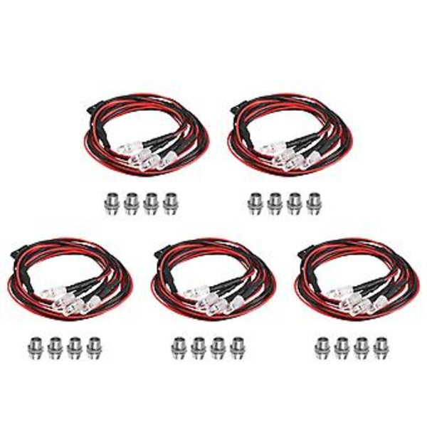 4 kpl RC-LED-valosarjaa 1/10 RC-autolle, kuorma-autolle, crawlerille, RC-mallin drift-autolle, ajovalot ja takavalot, 5 mm, monivärinen