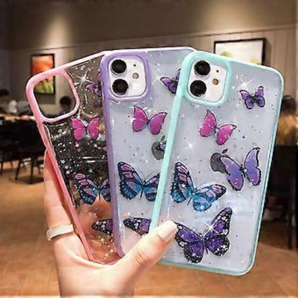 Butterfly Bling Klar Case Kompatibel med iPhone 11, Glitter Case til Kvinder Sød Slank Blød Skridsikker Beskyttende Telefon Case Cover til iPhone 11 6.