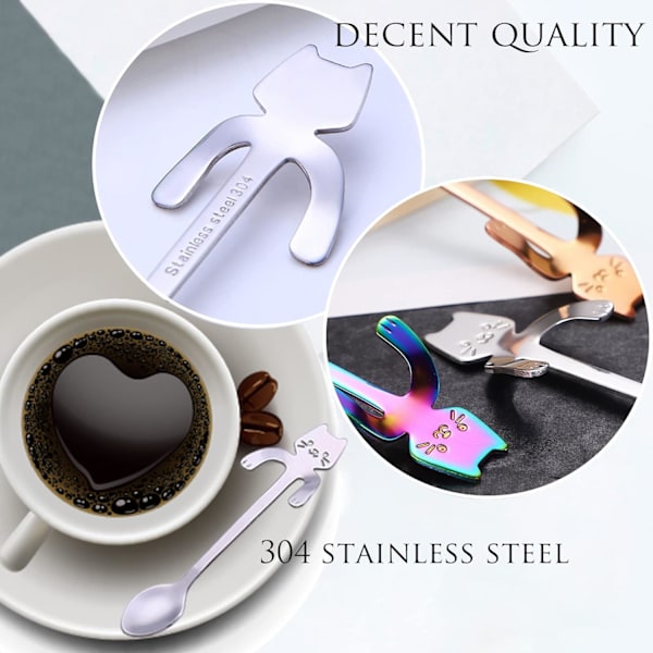 Katt Skje Kaffe Teskje, Rustfritt Stål Hengekopp Teskje