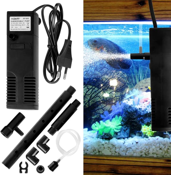 Akvarievattenflödesfilter 4W 300L/H Internt akvariefilter 60L akvariepumpfilter med filter S