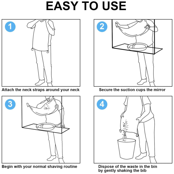 Skäggförkläde, herrskäggsskydd, frisörkappa med sugkoppar, kee
