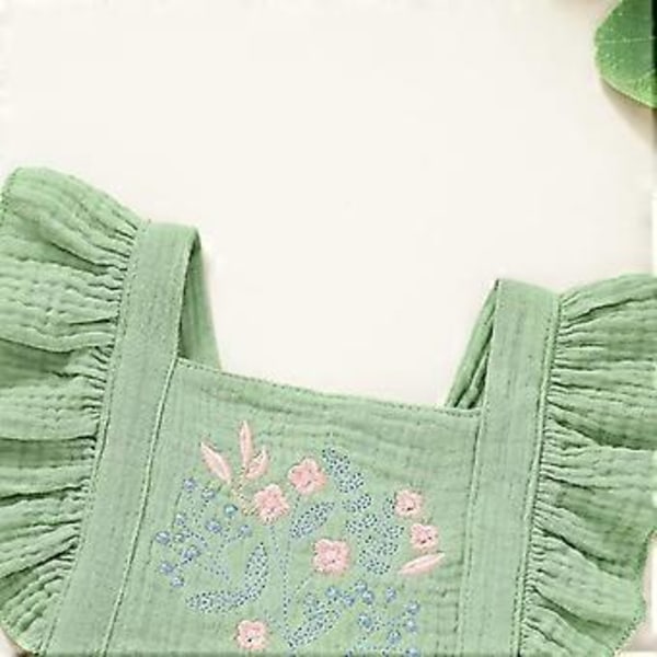 KATEA Spædbarn Pige Rufflet Ærmeløs Romper Casual Sommer Jumpsuit Bomuld Linned Tøj