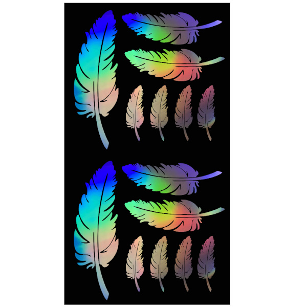 14 stk. Fjer Bilstickere (laser), Fjerformede Dekaler, Fjer Dekorative Sticker, Vinyl Autom