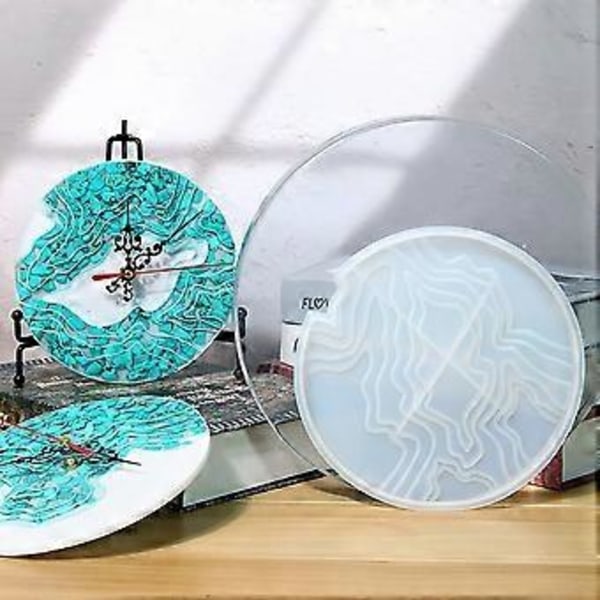 DIY Ø-Resin Silikonform Vægur Epoxy Resin Form Håndlavet Resin Silikonform Sæt til Opholdsstue Hængende Pynt (Sæt 3)
